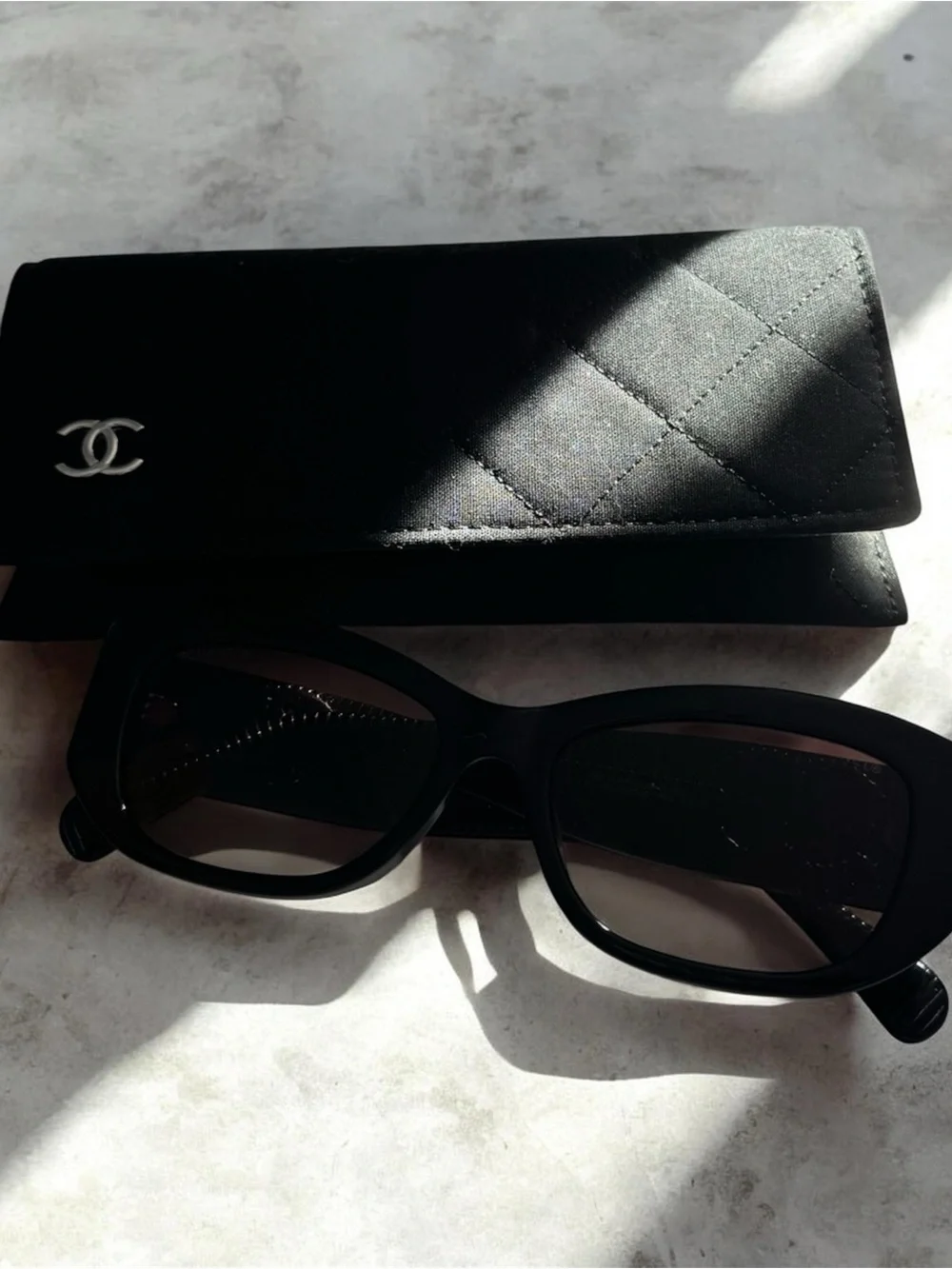 CHANEL Style Black Sunglasses with Silver CC Logo